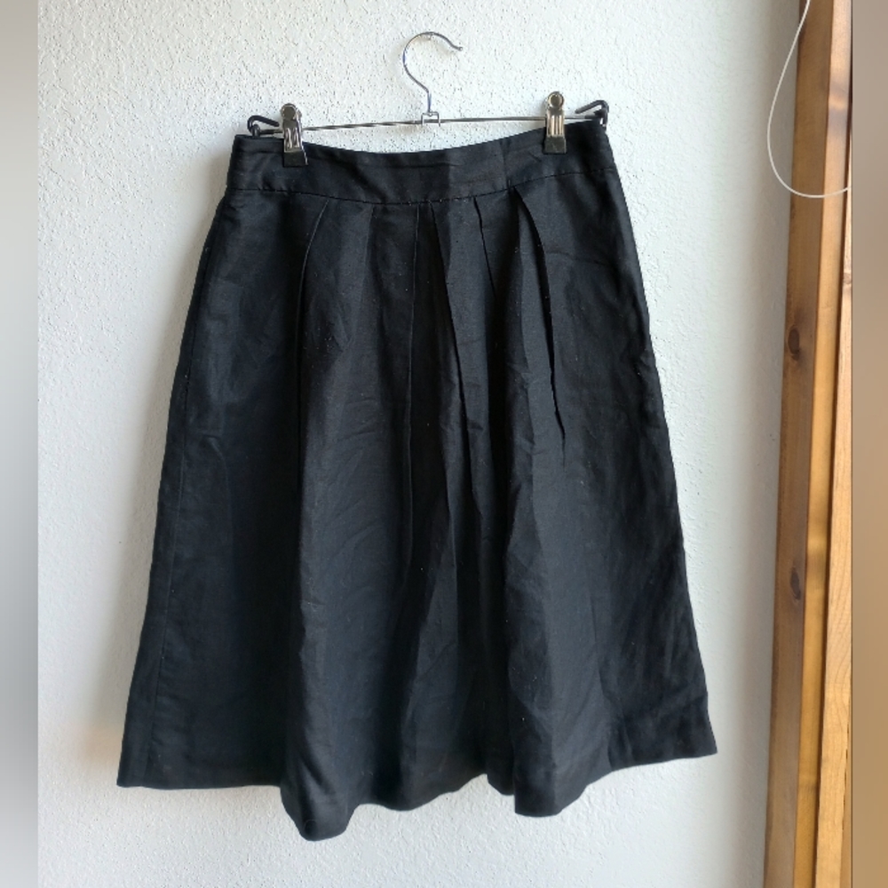 MANGO Black Linen Skirt